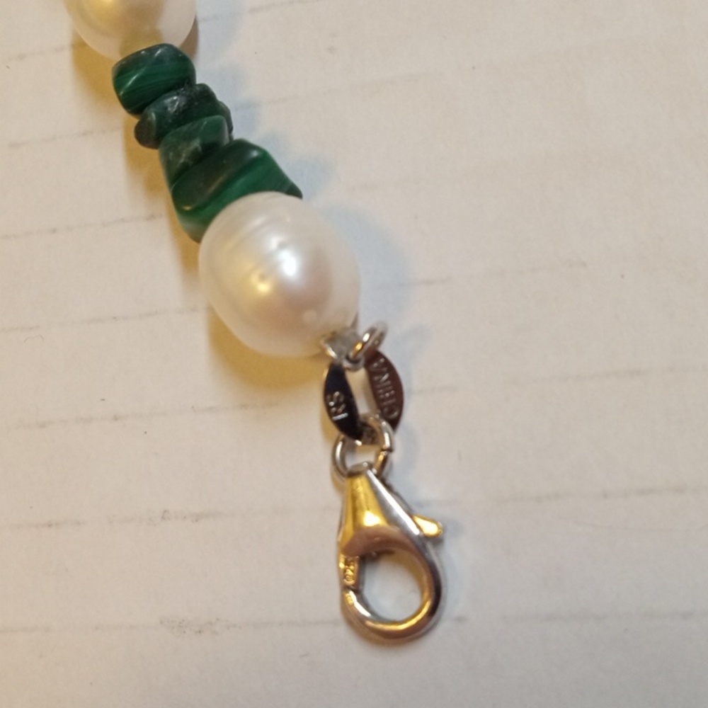 Bracelet Green malachite cultured pearl beaded bracelet. 7.5” Ross Simons - Picture 3 of 8